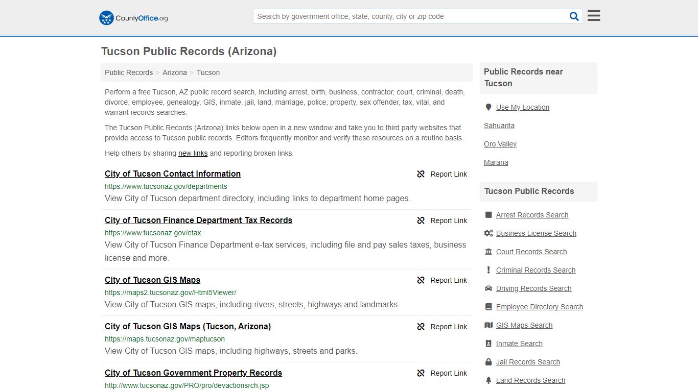 Public Records - Tucson, AZ (Business, Criminal, GIS, Property & Vital ...